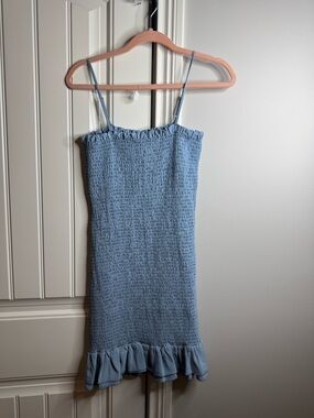 Love Tree Light Blue Smocked Mini Dress